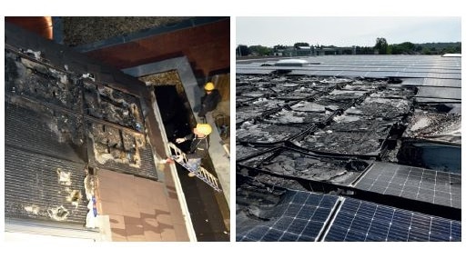 2 voorbeelden van brand bij zonnepanelen